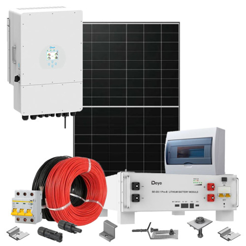 Hybrid solar power plant 10 kW Deye+LONGI (Inverter-10kW, Panels-10.12kW, Battery-5.12kWh)