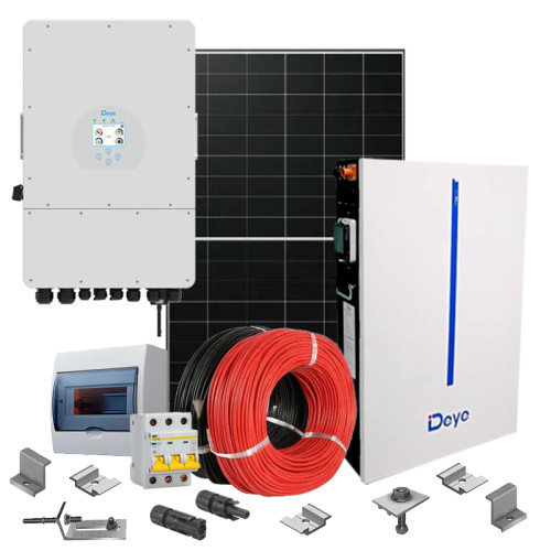 Hybrid solar power plant 10 kW Deye+LONGI (Inverter-10kW, Panels-10.12kW, Battery-6.14kWh)