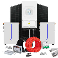 Hybrid solar power plant 6 kW Deye+LONGI (Inverter-6kW, Panels-6.44kW, Battery-12.28kWh)