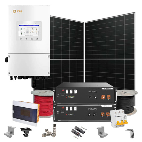 Hybrid solar power plant 6 kW Solis+LONGI+Pylontech (Inverter-6kW, Panels-6.44kW, Battery-7.1kWh)