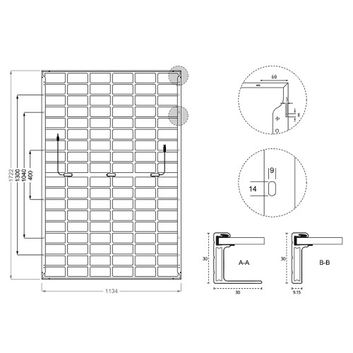 Solar panel for 440W DAH Solar DHN-54X16/DG(BW)-440W Bifacial
